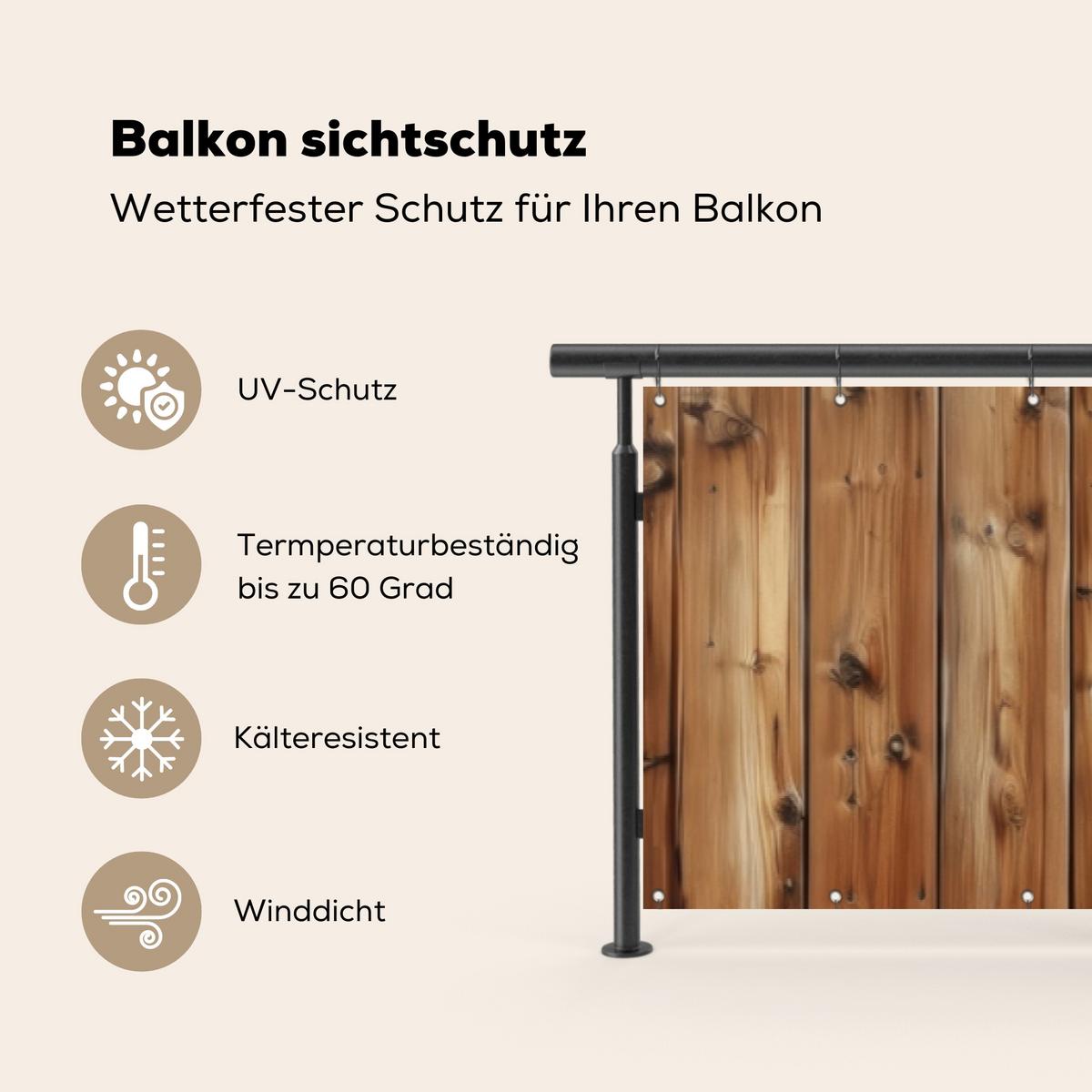 BALKON-SICHTSCHUTZ Holz - Regale - Braun Groß 500x85 cm - Buchefarben, Kunststoff (500/85cm) - MuchoWow