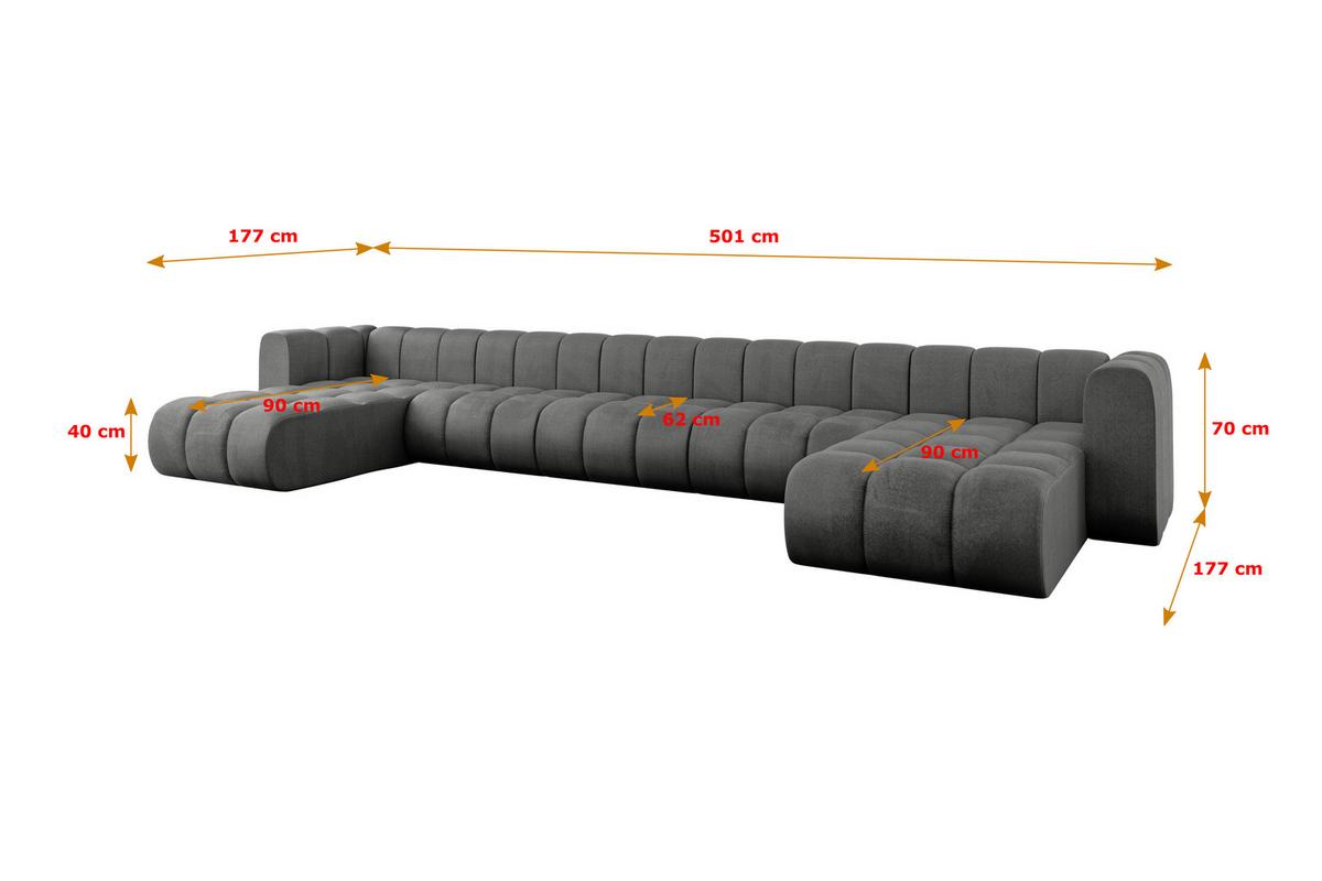 WOHNLANDSCHAFT modulares Sofa Joren-U3 - 501x177x70 cm Dunkelgrau - Dunkelgrau, Holzwerkstoff/Textil (501/70/177cm) - ALTDECOR