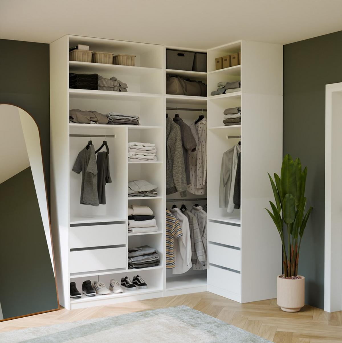 GARDEROBENSCHRANK Weiß 260/250/50 - Weiß, Holzwerkstoff (260/250/50cm) - RAUMHIRSCH FURNITURE