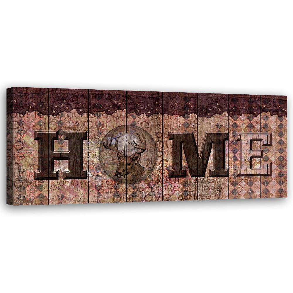 WANDBILD retro home schriftzug - Braun, Textil (90/30cm) - Feeby