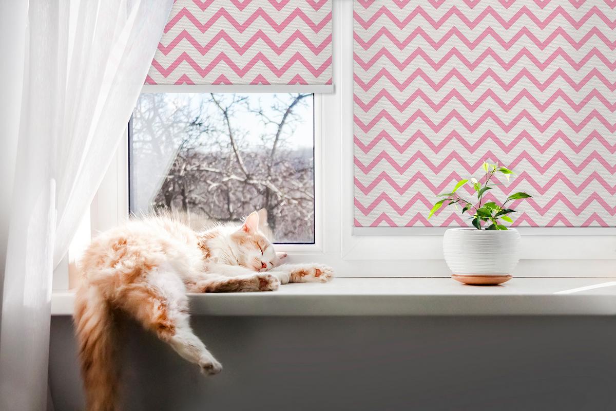 INNENROLLO - Fensterrollo - Rollo - 60x40 cm - Horizontale rosa Zickzacklinien - Pink, Kunststoff (60/140/0.5cm) - TULUP