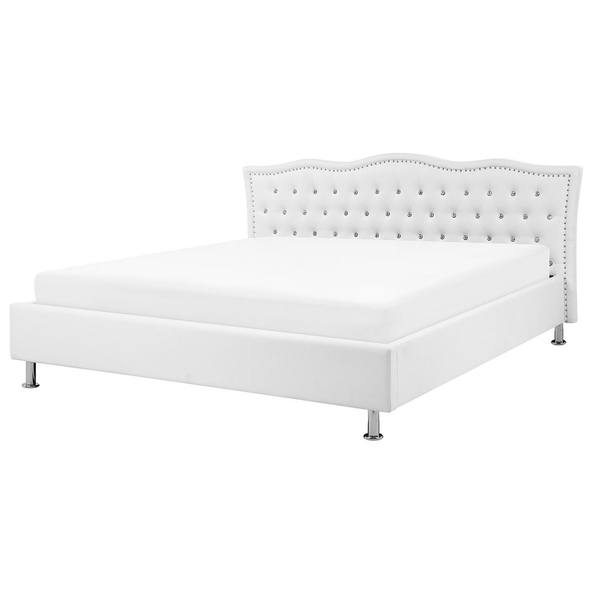 BETT 180/200cm Weiß Metz - Weiß, Textil (180/200cm) - Beliani
