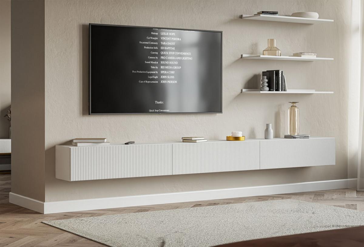 TV-LOWBOARD Veldio hängend Weiß 300 cm - Weiß, Holzwerkstoff (302.4/28.5/31.6cm) - Selsey