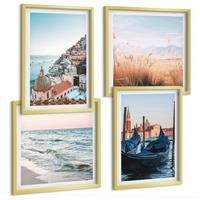 BILDER SET 4er Set - 50x50 cm & 40x60 cm Goldrahmen - Meerblick von Venedig - Goldfarben, Kunststoff (50/50cm) - TULUP