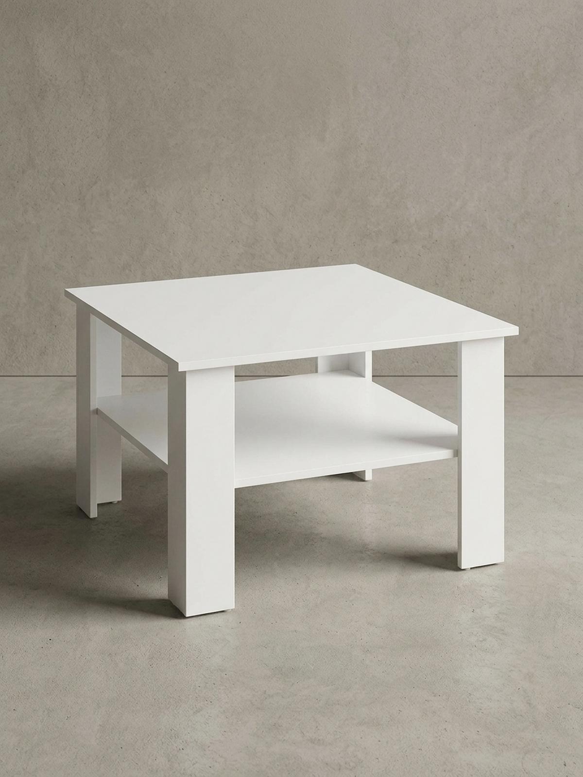 COUCHTISCH NIDDA aus Sonoma Eiche, kratzfest und Ablagefläche, Weiß 60x60x42 cm - Weiß, Holz (60/60/42cm) - KADIMA DESIGN