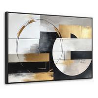LEINWAND Bilder mit Rahmen - Abstrakt - Gold - Silber - Formen - Ästhetik - 120x80 - Multicolor, Textil (120/80cm) - MuchoWow