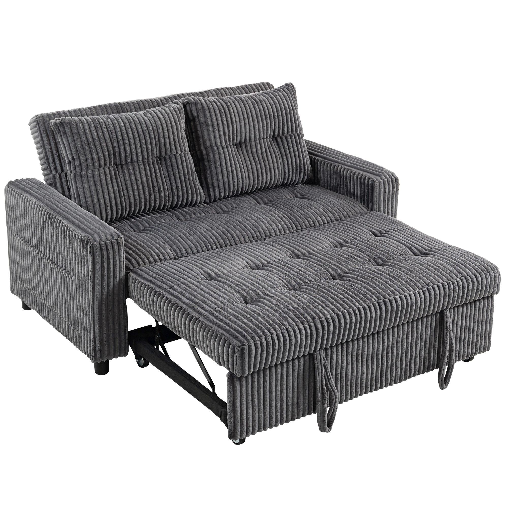 SCHLAFSOFA Polyester Stahl Dunkelgrau - Dunkelgrau/Hellgrau, Holz/Kunststoff (90/91/157cm) - HOMCOM