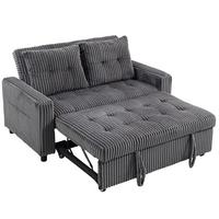 SCHLAFSOFA Polyester Stahl Dunkelgrau - Dunkelgrau/Hellgrau, Holz/Kunststoff (90/91/157cm) - HOMCOM