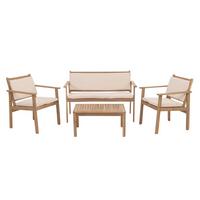 GARTEN-GARNITUR Beige 1x Bank, 2x Sessel, 1x Tisch-Set - Beige, Holz - MCW