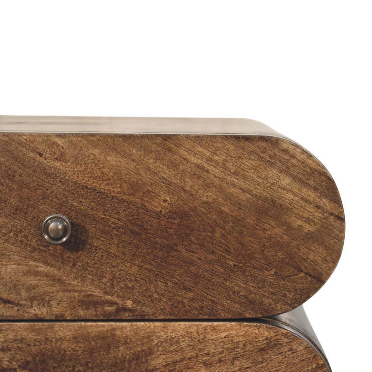 BETTSCHENKEL Schlank, 2 Schubladen in Braun - Dunkelbraun/Messingfarben, Holz/Metall (45/50/35cm) - Artisan Furniture