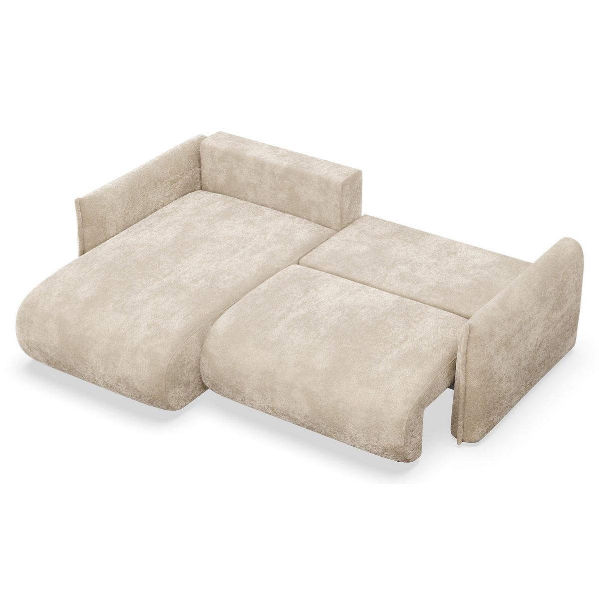 ECKSOFA Cushi Beige-Chenille - Beige/Schwarz, Kunststoff/Textil (252/183cm) - Selsey