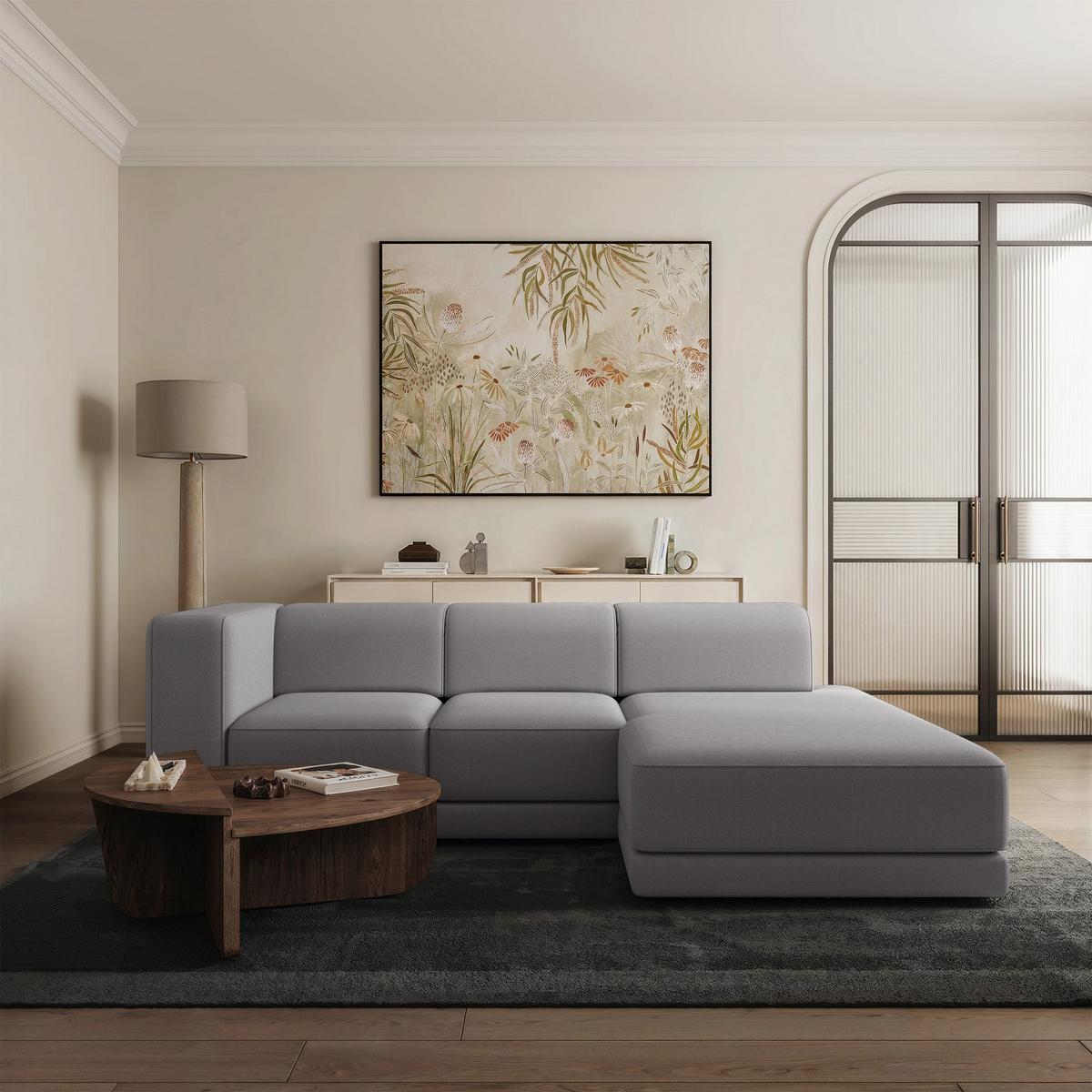 ECKSOFA Novals L-Form, 4-Sitzer, rechts 278 cm - Schwarz/Grau, Holz/Kunststoff (168/278cm) - Selsey