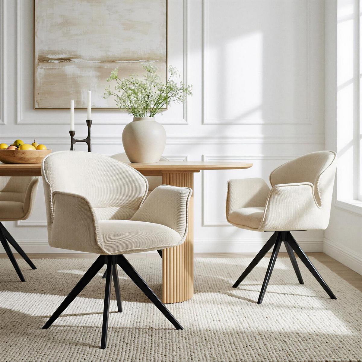 ESSZIMMERSTÜHLE GIRONA 2er-Set cremeweiß - Creme, Textil (62/81/59cm) - IDIMEX