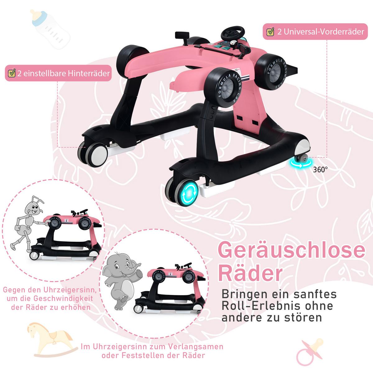 LAUFLERNWAGEN Pink - Pink, Kunststoff (73/56/64cm) - COSTWAY