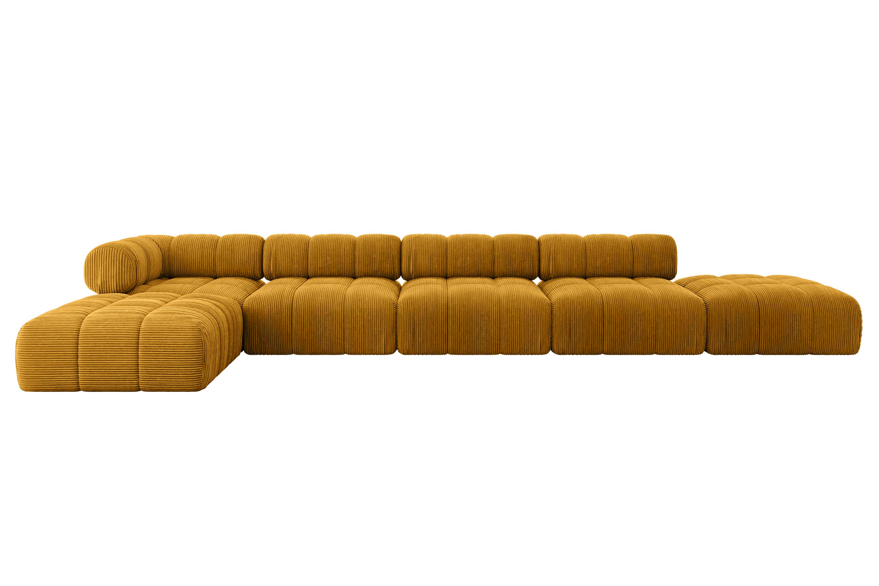 ECKSOFA modulares Sofa Kerru-L3 - 475x190x70 cm Senfgelb Cord - Currygelb, Holzwerkstoff/Textil (475/190cm) - ALTDECOR
