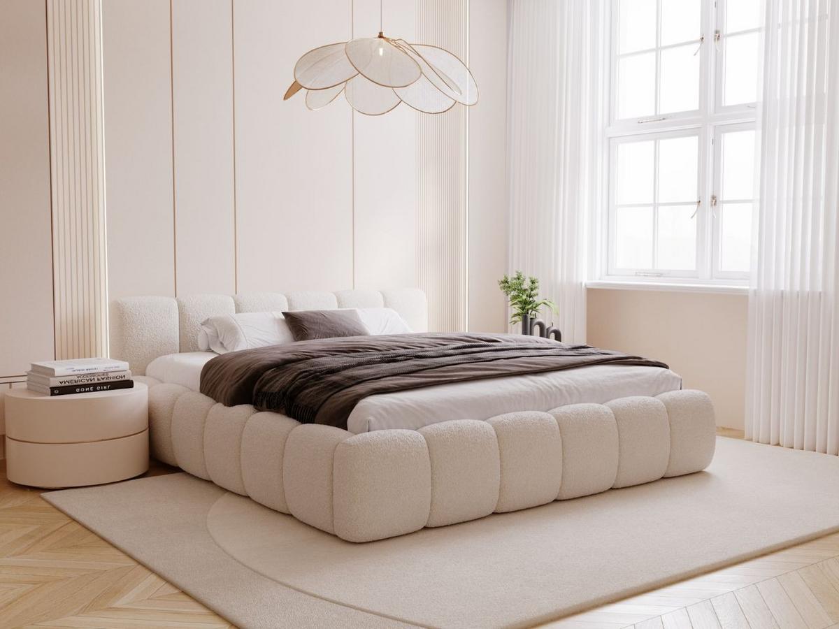 POLSTERBETT Cloud Low 160x200 Bouclé-Stoff Beige - Beige, Textil (160/200cm) - Graingold