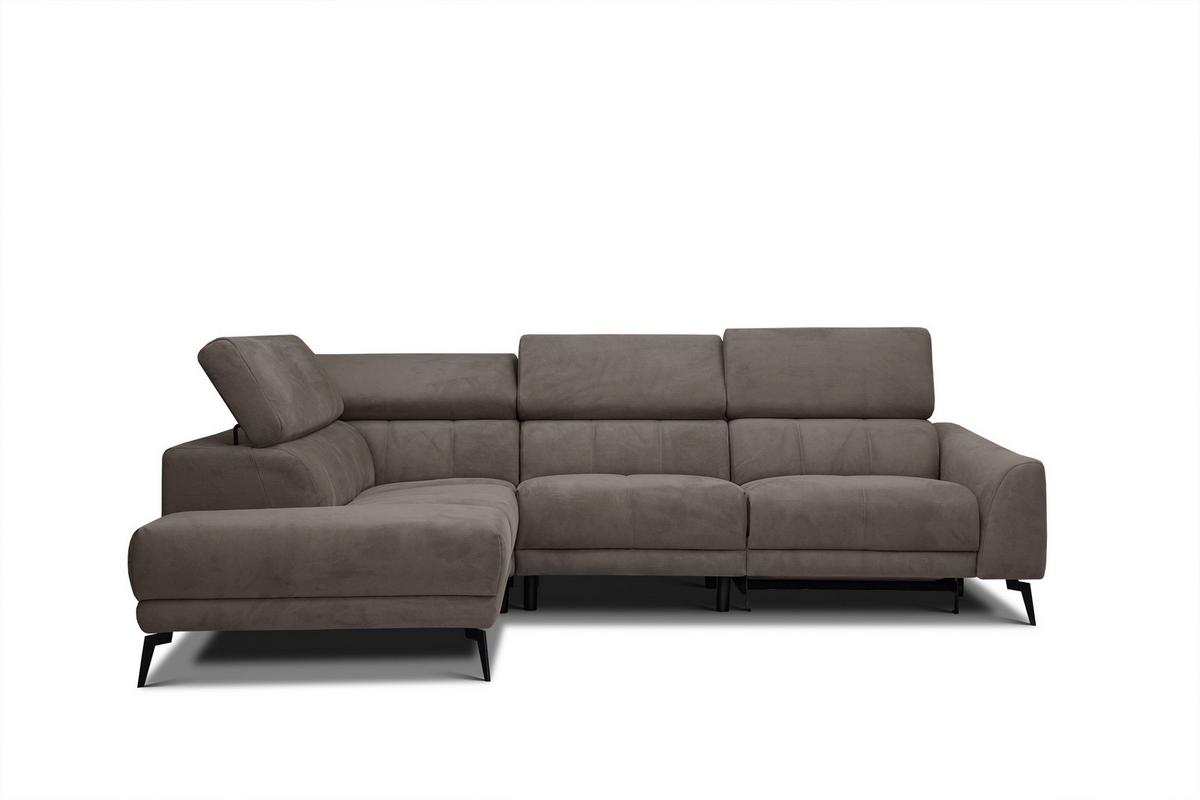 ECKSOFA LARS 5-Sitzer, 1 Relax, verstellbare Kopfstützen, taupe - Taupe/Schwarz, Holzwerkstoff/Textil (284/201cm) - Wozimo