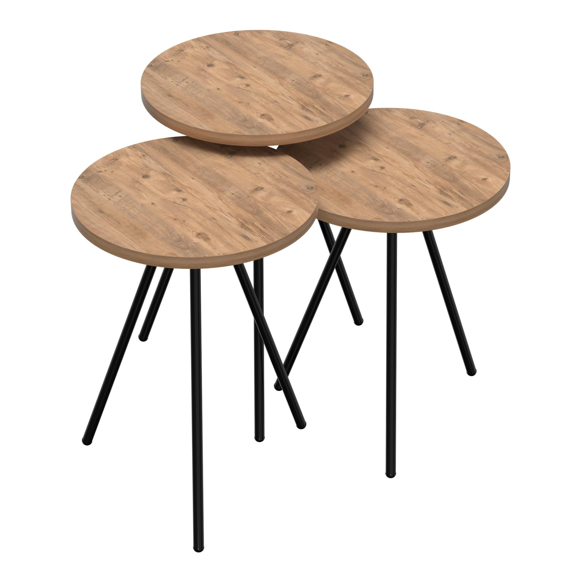 SATZTISCH Ølgod im 3er Set - Braun, Metall (34/34/53cm) - [en.casa]