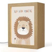 NACHTTISCHLAMPE Löwe - Beige - Tier - Mutig - Zitat 15x20 cm - Beige, Holzwerkstoff (8/15/20cm) - OnlyWow