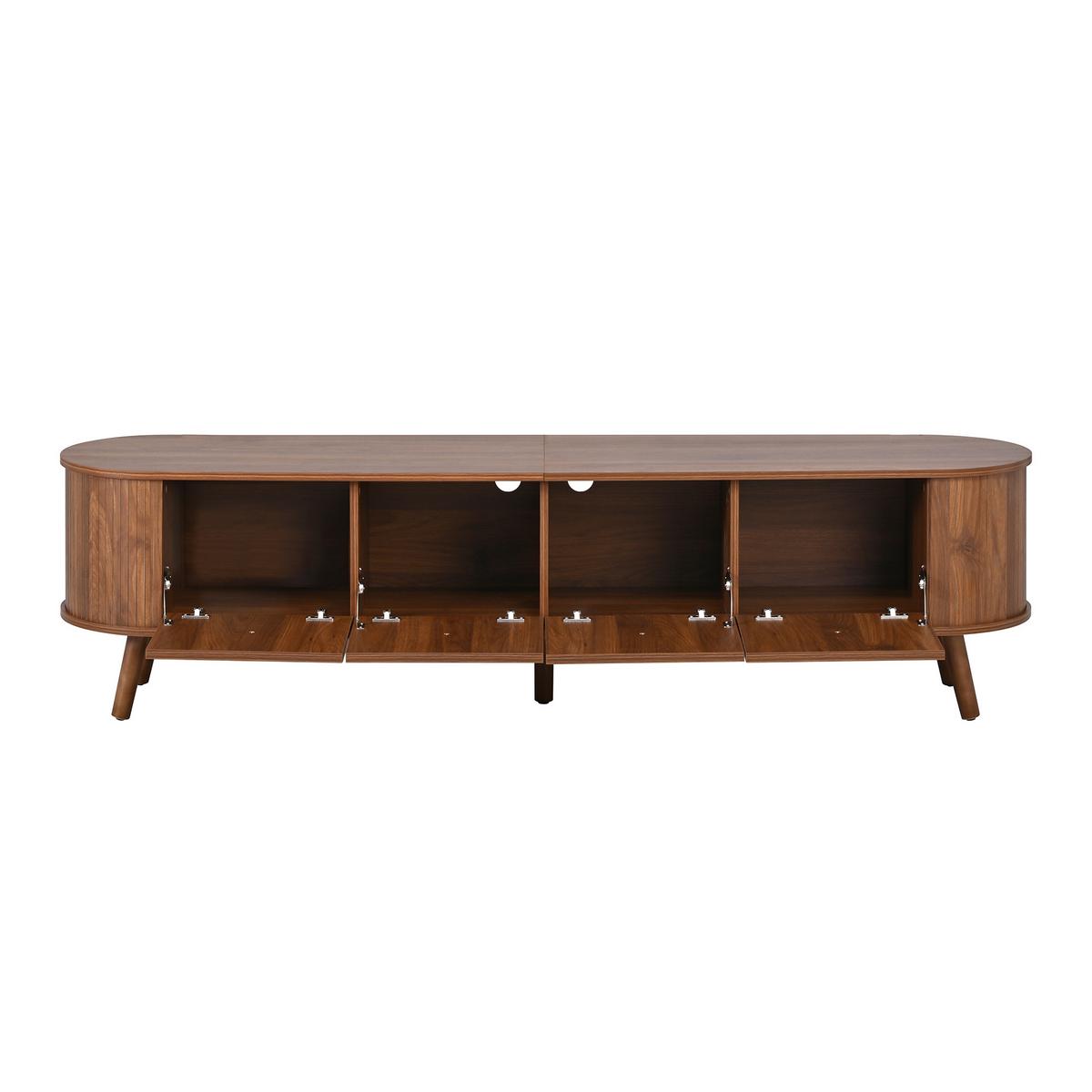 TV LOWBOARD Spiegel Holzoptik Hochschrank Stauraum - Walnussfarben, Holzwerkstoff (180/47/38cm) - Urban Meuble
