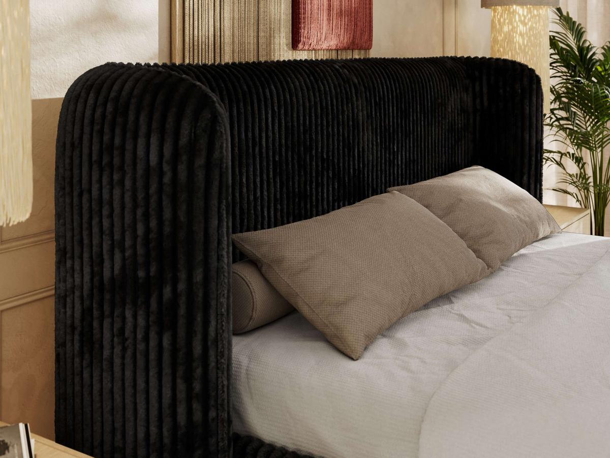 POLSTERBETT EMORA CLASSIC 140/200 - Schwarz Cord - Multipocket-Matratze - Schwarz, Textil (140/200cm) - MKS