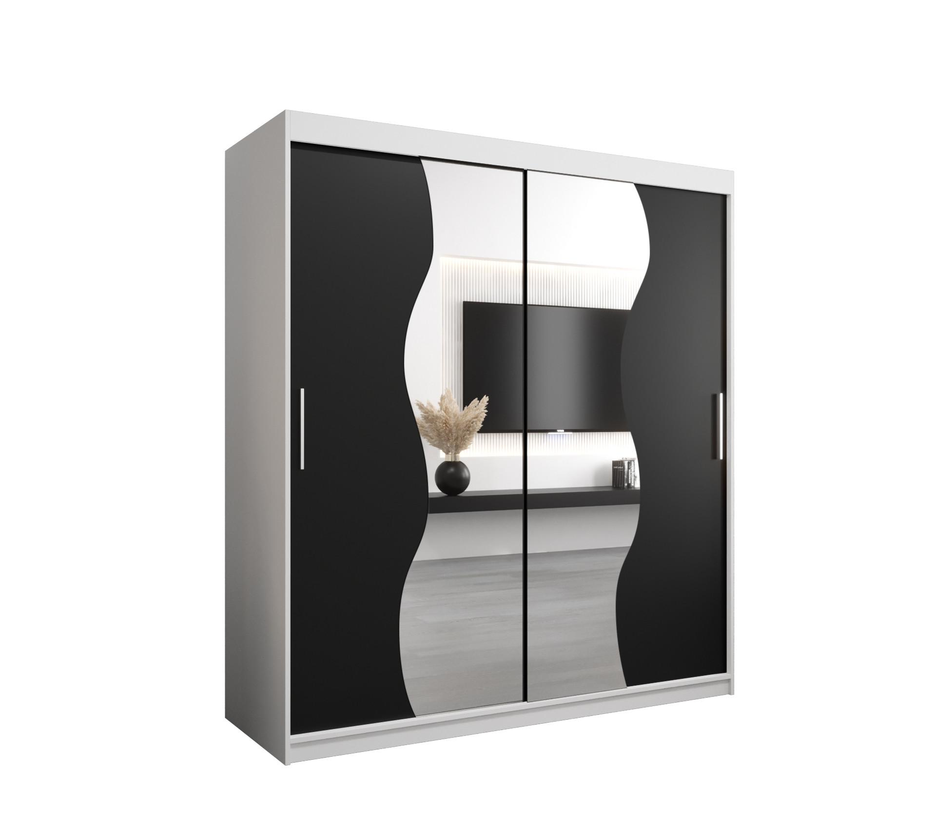 SCHWEBETÜRENSCHRANK 200/180/62 2-türig - Silberfarben/Schwarz, Holz/Kunststoff (180/200/62cm) - MÖBEL KRYSPOL