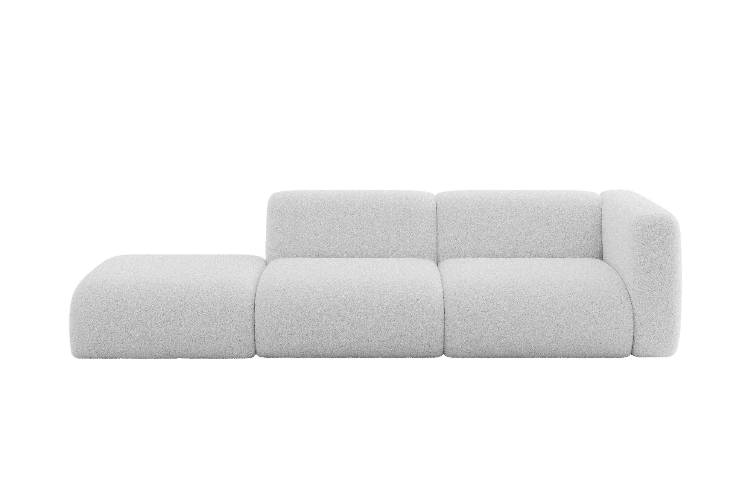 SOFA Ottomane Rechts MIRA-S3 296x89x70 Hellgrau Bouclé - Silberfarben/Hellgrau, Holzwerkstoff/Kunststoff (296/70/89cm) - ALTDECOR