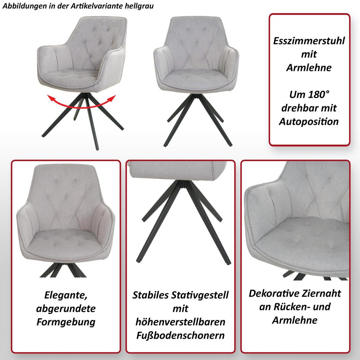 ESSZIMMERSTUHL Grau 2er-Set - Grau, Textil (55/87/60cm) - MCW