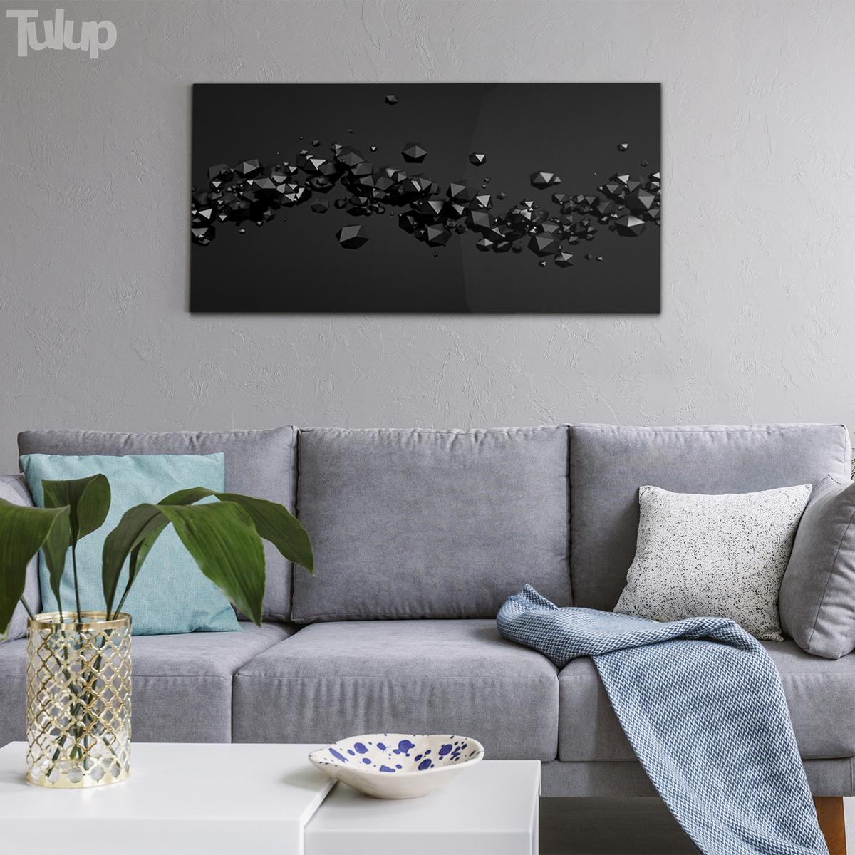 GLASBILD 120x60 cm Abstrakte Kunst - Schieferfarben, Glas (120/60cm) - TULUP