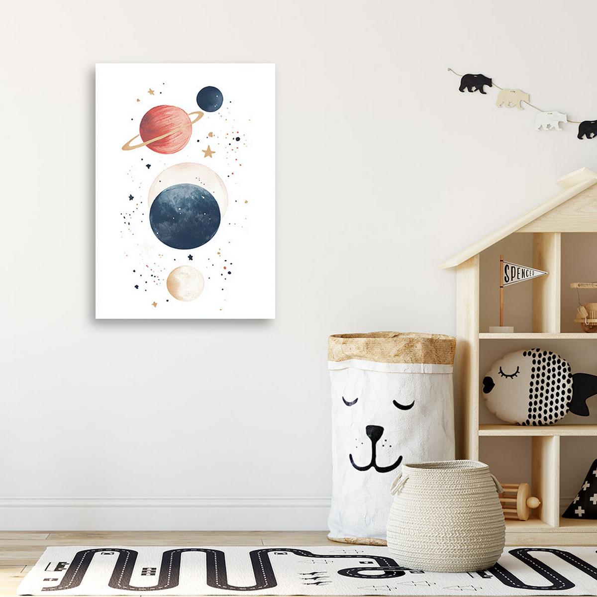 LEINWANDBILD Planeten Weltraum Boho 70x100cm - Multicolor, Textil (70/100cm) - Feeby