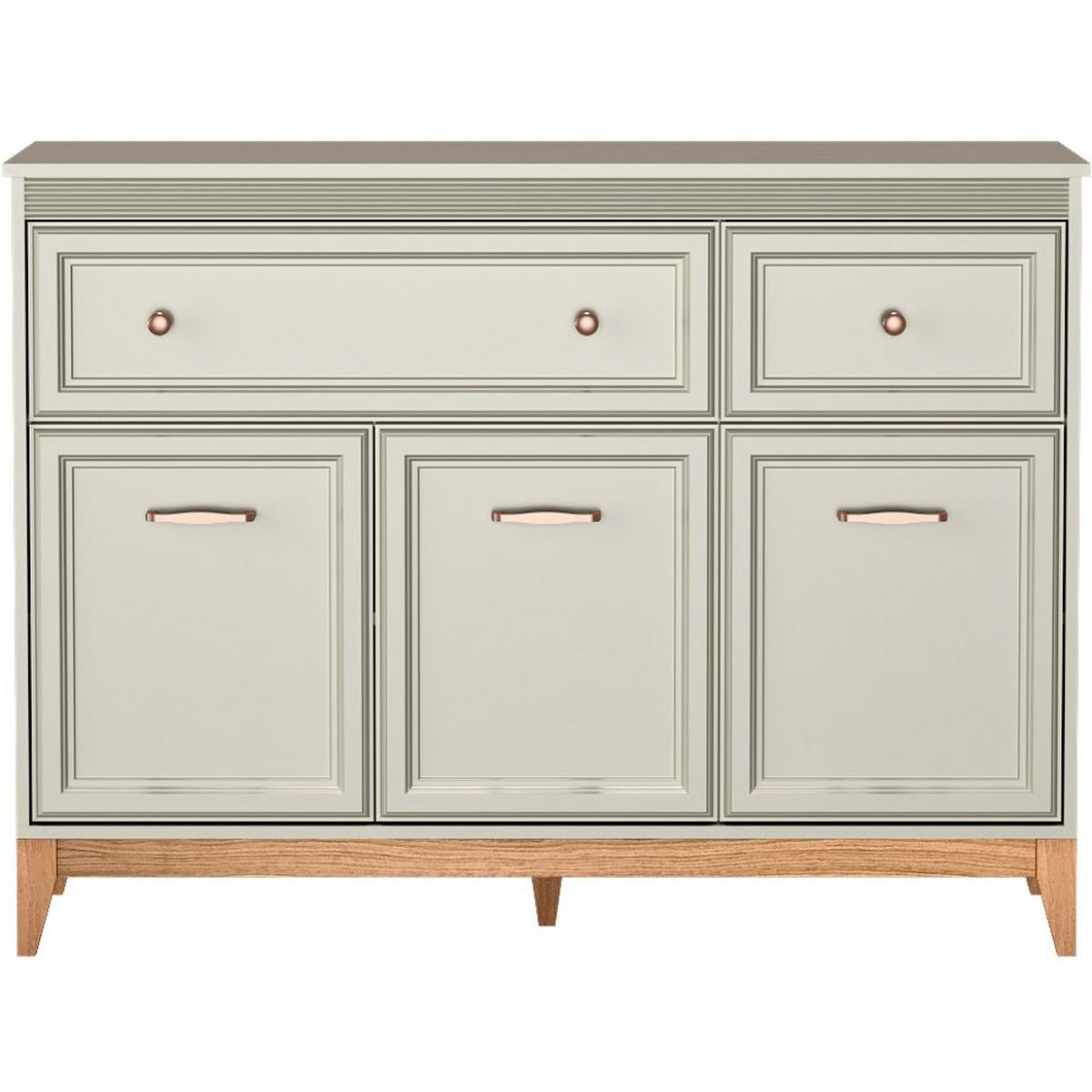 KOMMODE Charlott mit 2 Schubladen und 3 Türen - Kaschmir/Eichefarben, Holz/Holzwerkstoff (135.5/100/40.5cm) - Beautysofa