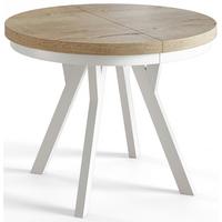 RUNDER Esstisch ausziehbar – Moderner Wohnzimmertisch und Küchentisch – Tisch mit Stabile Konstruktion, Durchmesser 80 cm - 130 cm - Farbe Halifax - Braun/Weiß, Holzwerkstoff (80/80/77cm) - Alpi-Möbel