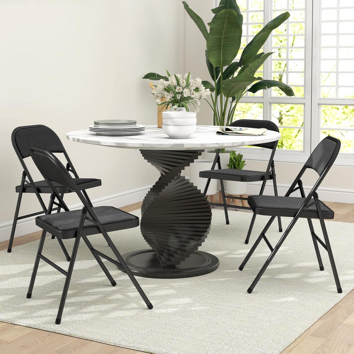 KLAPPSTUHL 4er Set Polyester Stahl Schwarz - Schwarz, Kunststoff (45/78/46cm) - HOMCOM