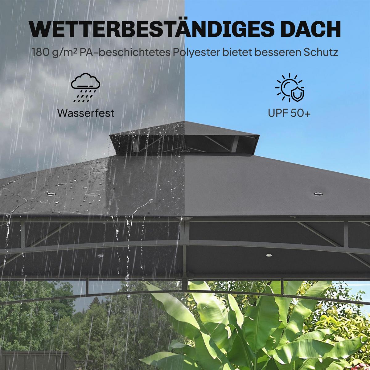 PAVILLON Polyester Metall Dunkelgrau - Dunkelgrau, Textil/Metall (300/285/300cm) - Outsunny