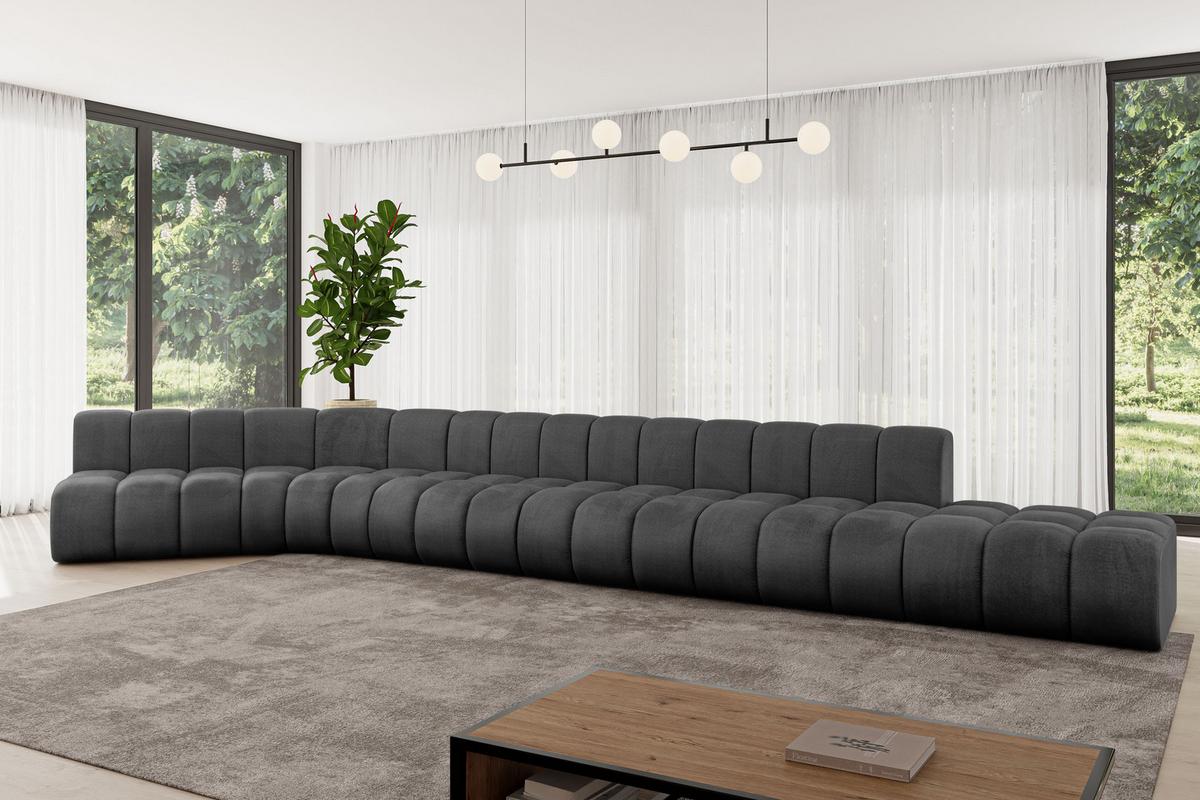 ECKSOFA modulares Sofa Brilo-L3 - 562x174x70 cm Schwarz - Schwarz, Holzwerkstoff/Textil (562/174cm) - ALTDECOR