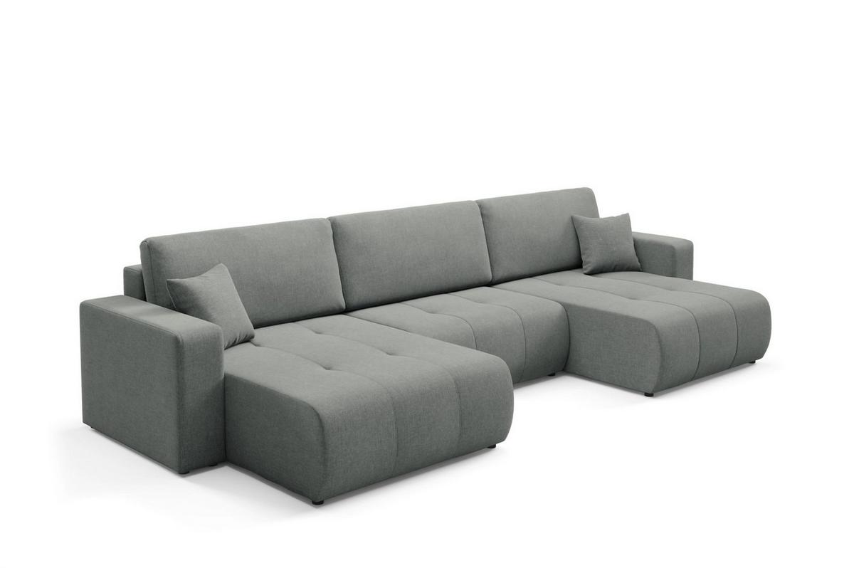 WOHNLANDSCHAFT Augusto - Grau, Holzwerkstoff/Textil (344/82/149cm) - Fun Möbel