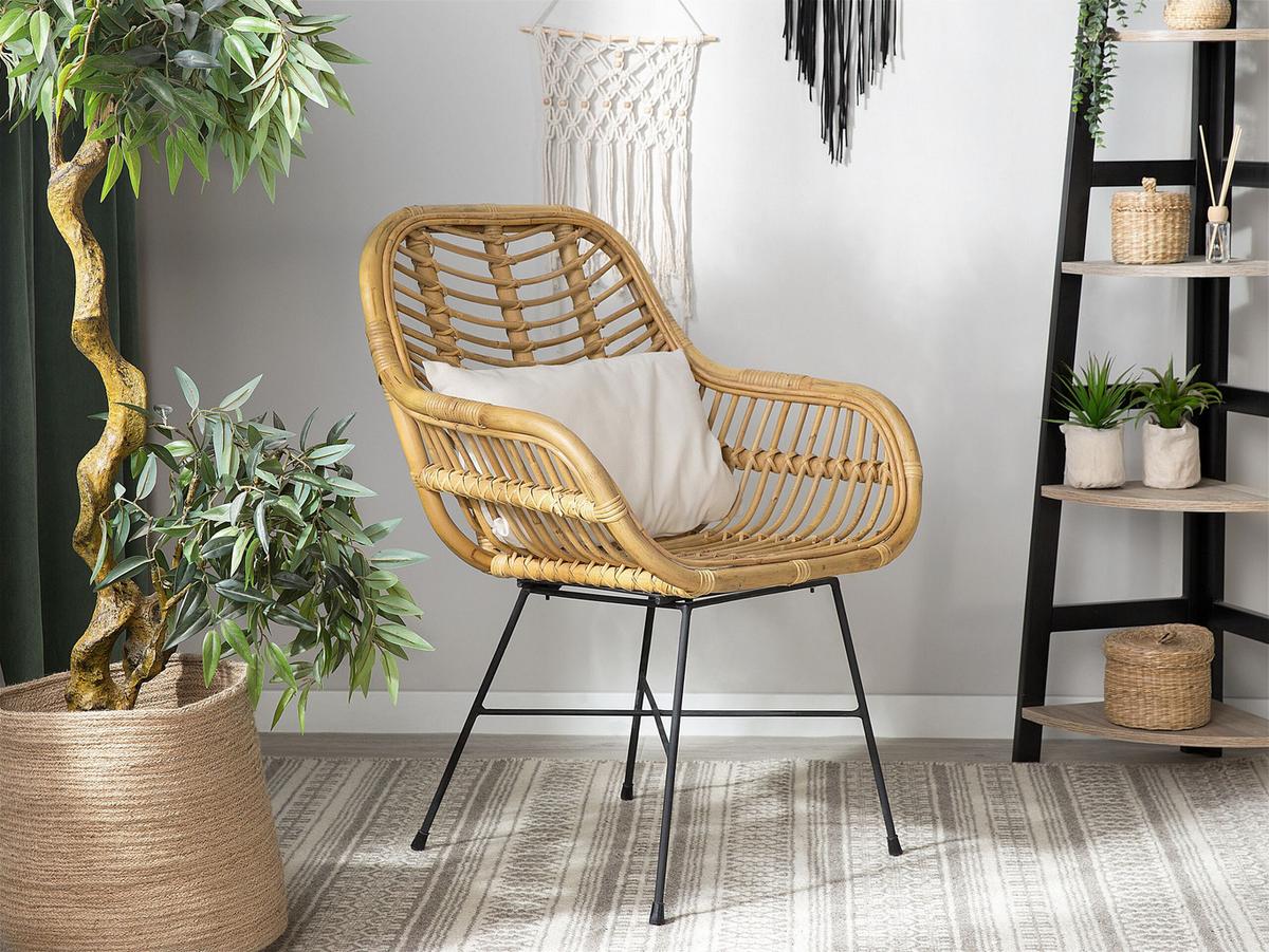 RATTANSTUHL Rattan Beige Canora - Beige, Naturmaterialien/Metall (64/89/51cm) - Beliani