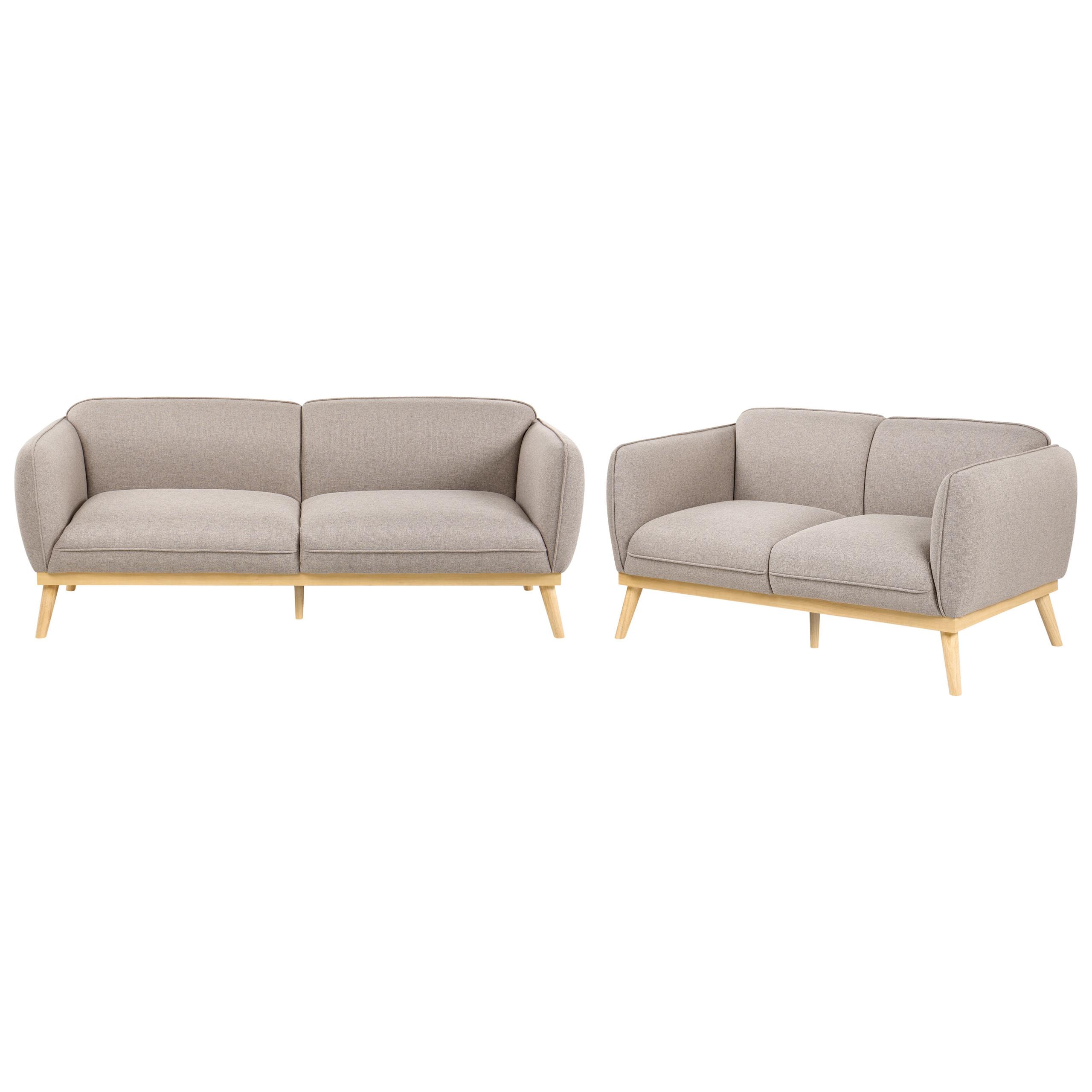SOFA-SET 5-Sitzer Stoff Hellbraun Ljung - Hellbraun/Braun, Textil (210/82/82cm) - Beliani
