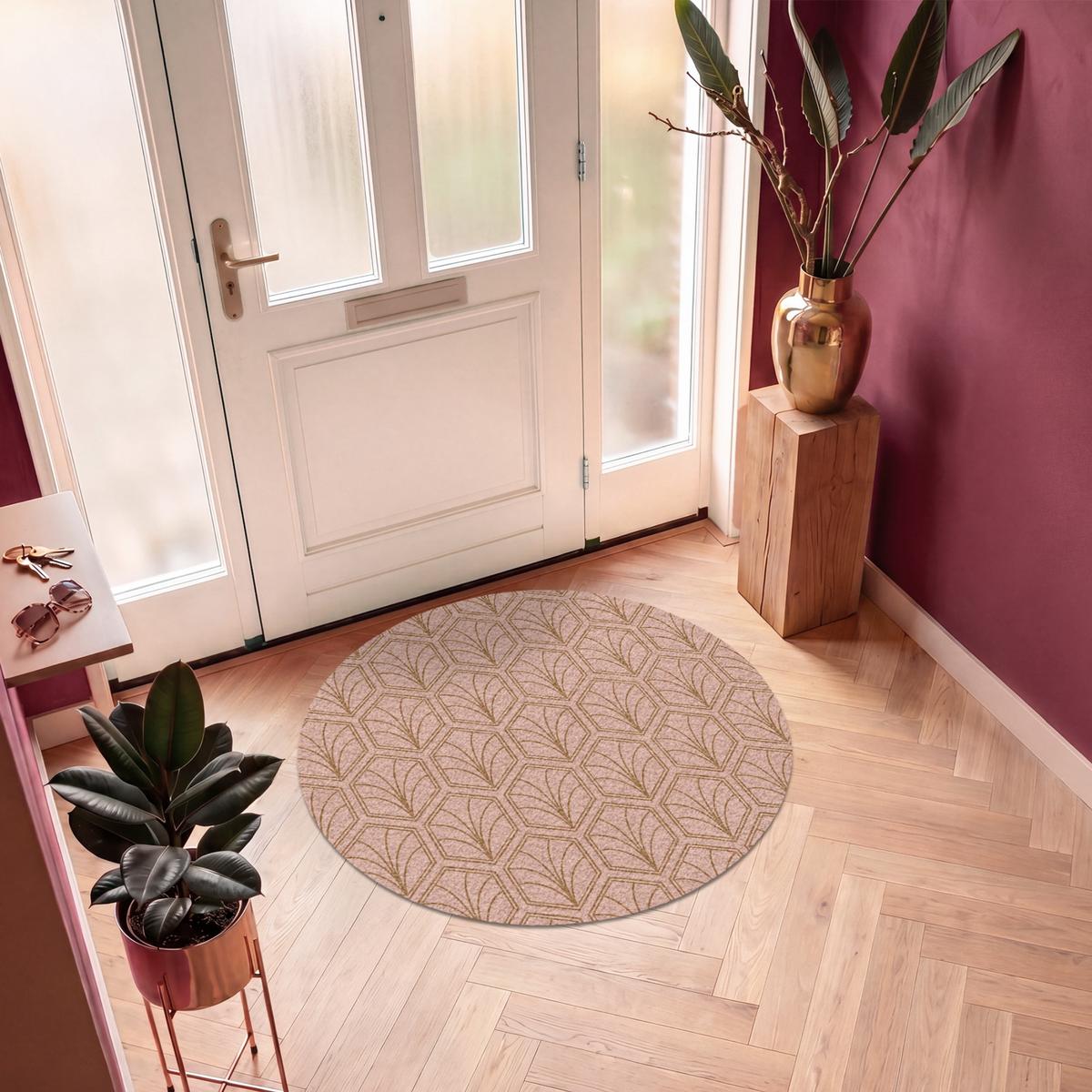 FUSSMATTE Lachsrosa - Muster - Geometrisch Schmutzfangmatte 120x120 cm - Altrosa, Kunststoff (120/0.4cm) - MuchoWow
