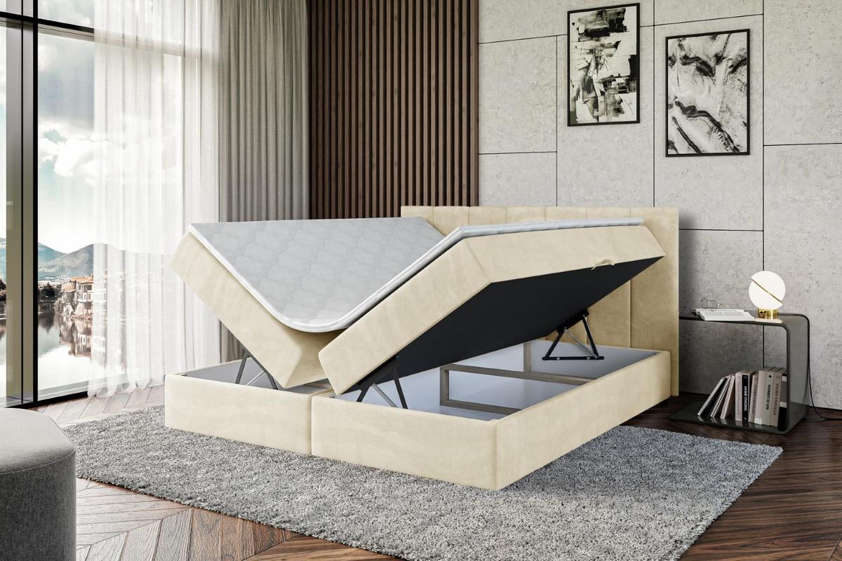 BOXBETT mit Matratze H3 und Lattenrost - MOETI - 140x200 cm Beige - Beige, Holzwerkstoff (140/200cm) - ALTDECOR