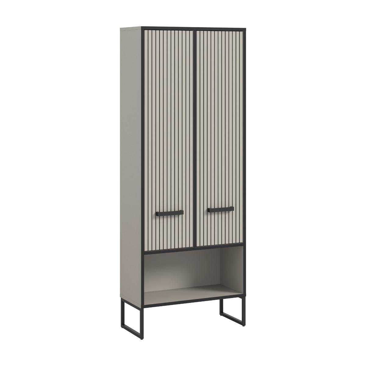 BADEZIMMERSCHRANK mit 2 Türen und 2 Nischen, Kaschmir 32/159/59 cm - Beige, Holzwerkstoff (32/159/38cm) - Calicosy
