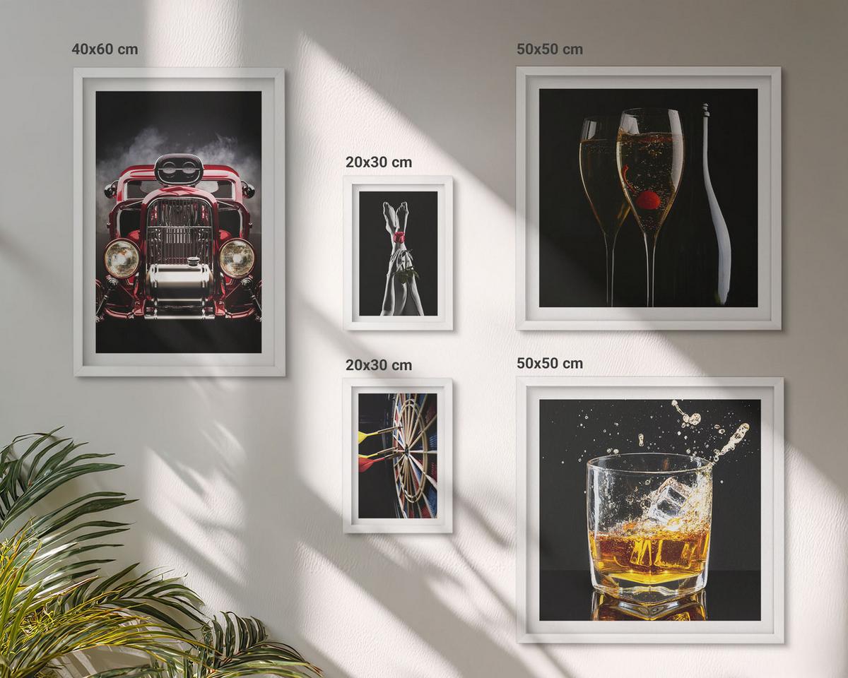 BILDER SET 5er Set - 50x50 cm & 20x30 cm & 40x60 cm Weißer Rahmen - Frauenbeine Rosenwagen Wein - Weiß, Kunststoff (40/60cm) - TULUP
