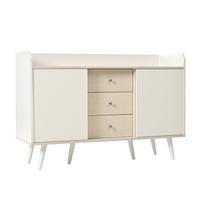 SIDEBOARD mit Schiebetüren & 3 Schubladen, Weiß und Holzoptik - Beige, Holzwerkstoff/Metall (117/79/40cm) - Urban Meuble
