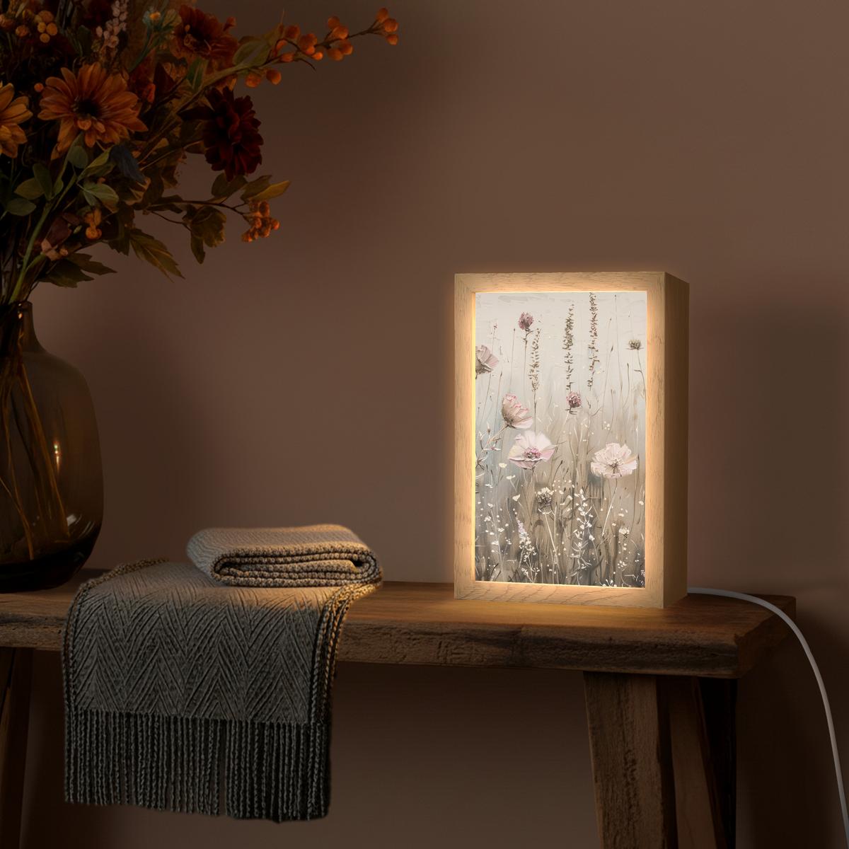 WANDLEUCHTE Blumen - Rosa - Modern - Beige 20x30 cm - Altrosa, Holzwerkstoff (20/30/8cm) - OnlyWow