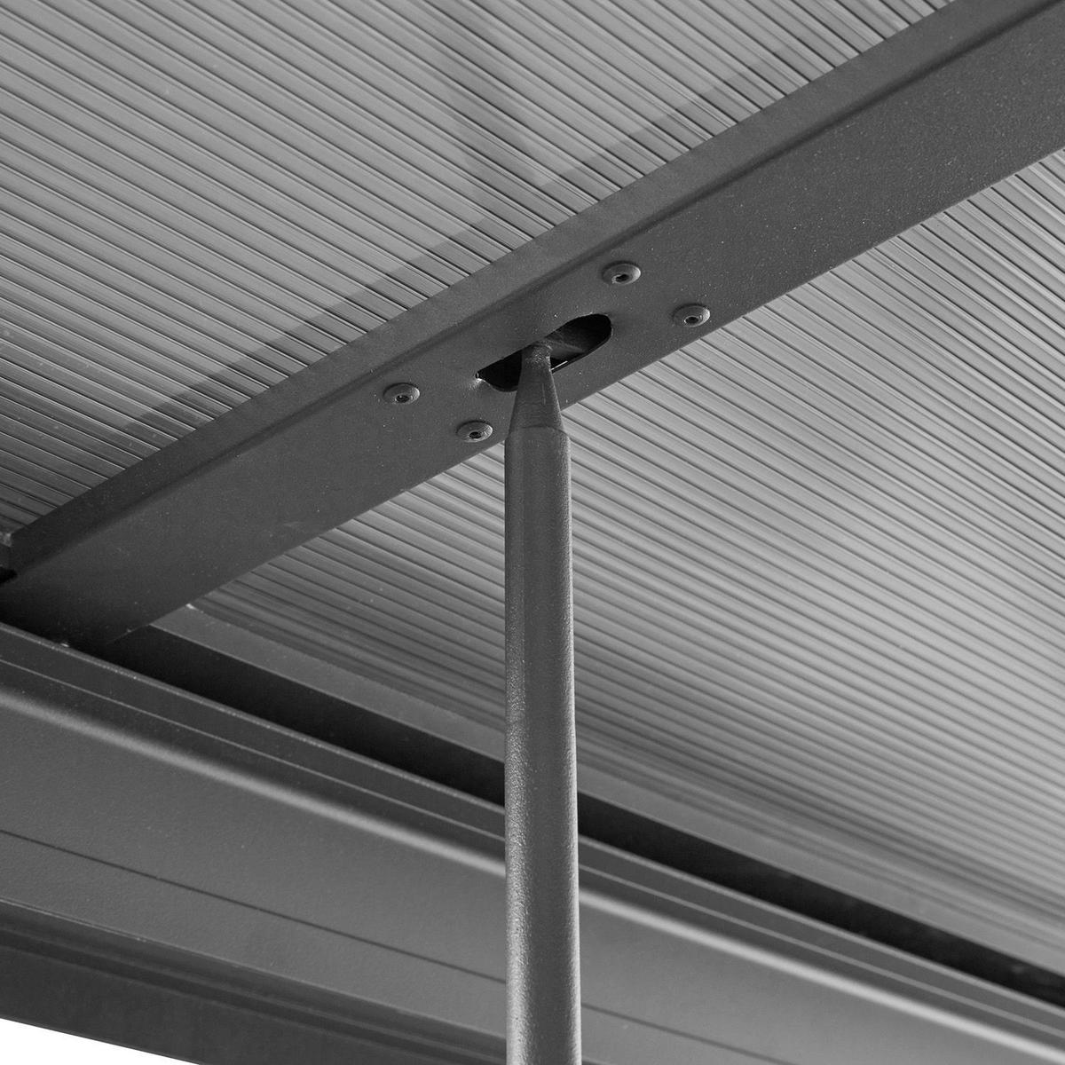 TERRASSENDACH Jakarta 4x3m dunkelgrau mit Polycarbonatplatten - Dunkelgrau, Metall (300/254/400cm) - Juskys