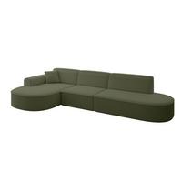 ECKSOFA Ottomane Links MARI-L2 - 328x171x79 cm Grün Bouclé - Schwarz/Grün, Holzwerkstoff/Kunststoff (165/321cm) - ALTDECOR