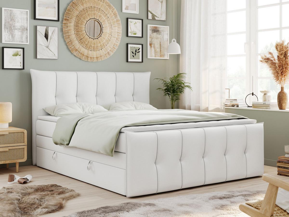 BOXSPRINGBETT PREMIUM 11 KING 120/200 Weiß Kunstleder - H4 - Weiß, Holz/Textil (120/200cm) - MKS