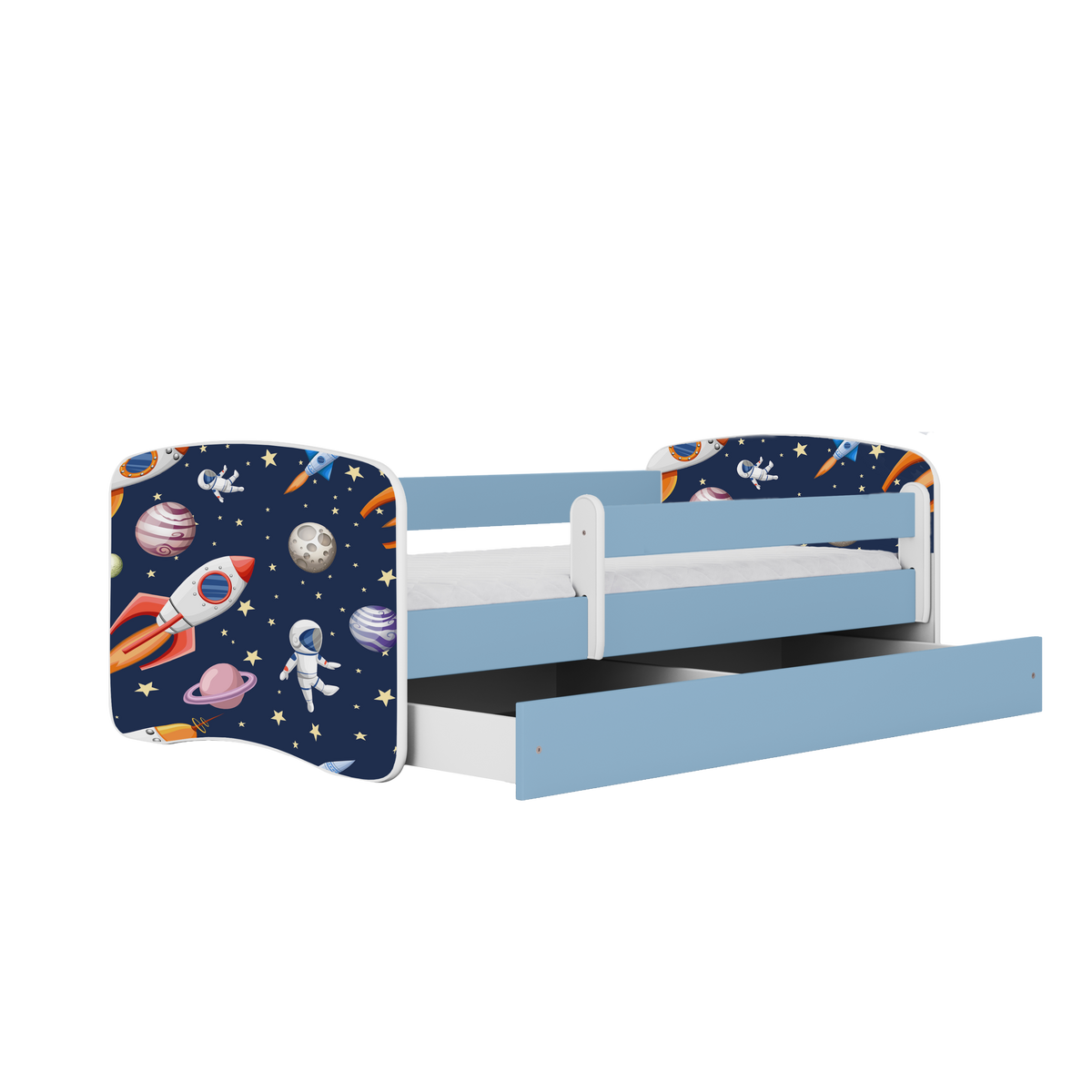 KINDERBETT Kosmos mit Schublade 140/70 80/61/144 - Blau, Holzwerkstoff (70/140cm) - RAUMHIRSCH FURNITURE