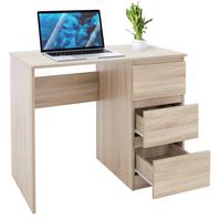 SCHREIBTISCH mit 3 Schubladen 90x76x50 cm Sonoma-Eiche - Braun, Holzwerkstoff (90/50/76cm) - ML-DESIGN