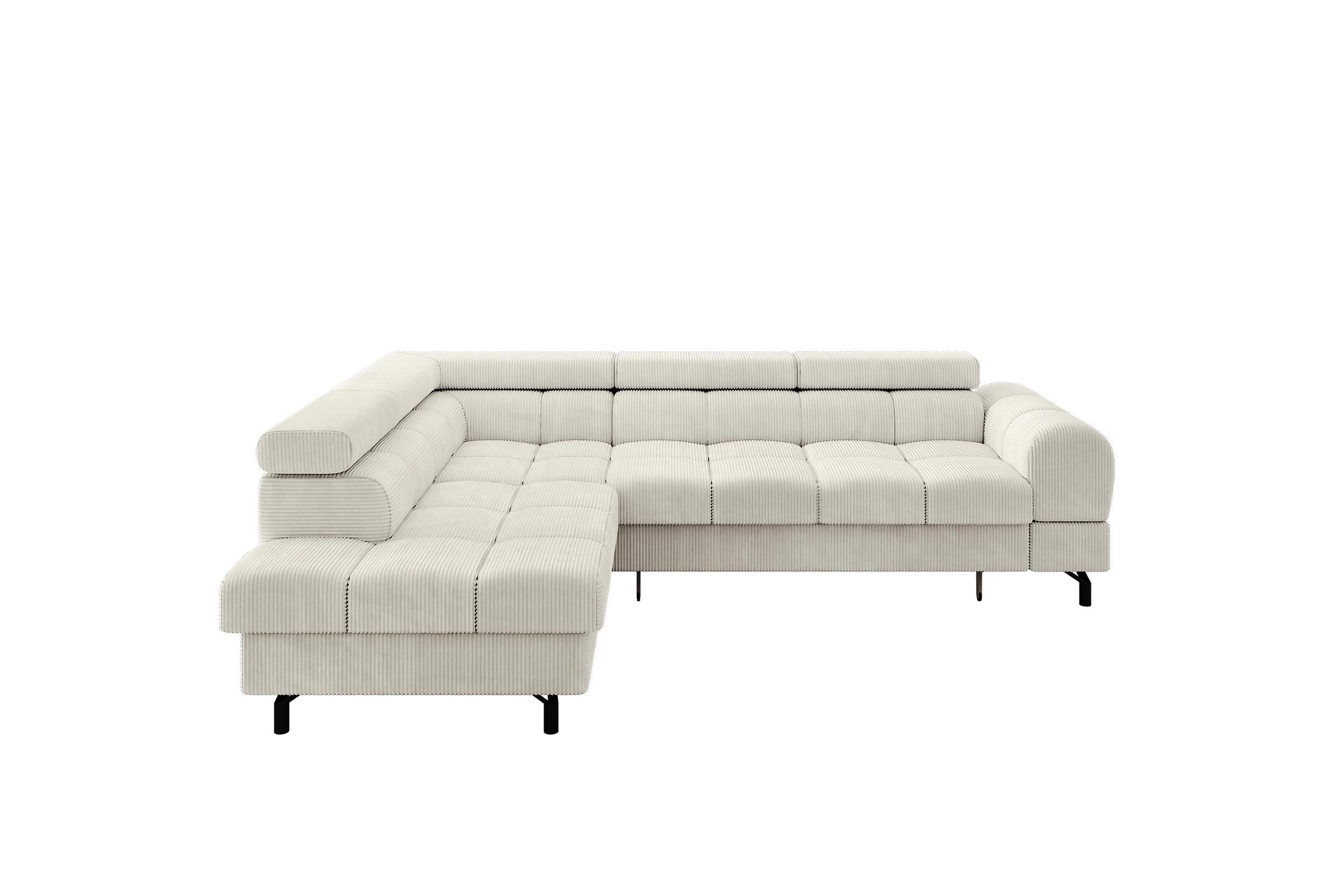 ECKSOFA mit Schlaffunktion Ottomane Links LUMA-L 272x203x70 Creme Cord - Schwarz/Mokka, Holzwerkstoff/Kunststoff (272/203cm) - ALTDECOR